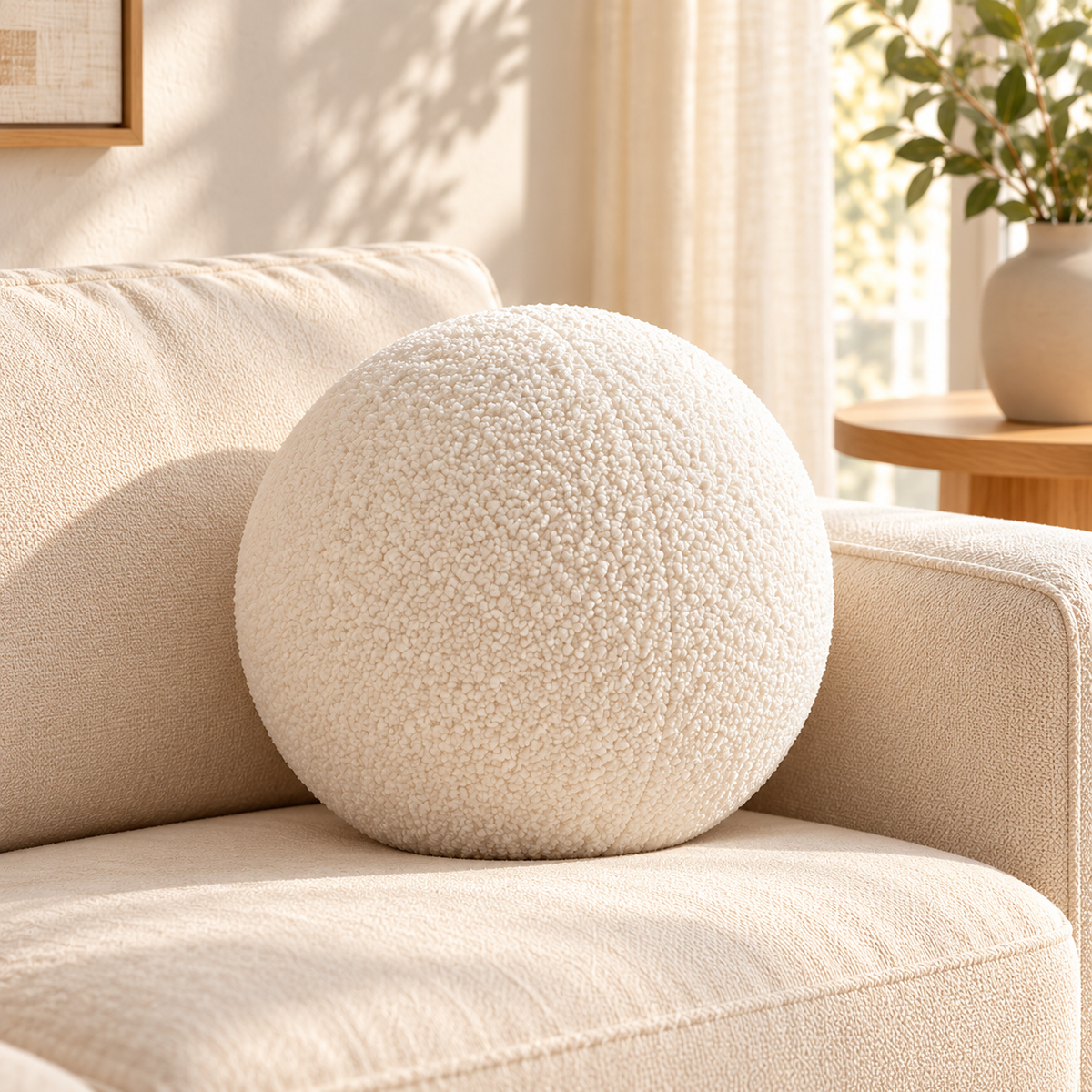 Nordic Bouclé Geometric Cushion