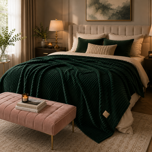 CloudNest Luxe Ribbed Fleece Blanket