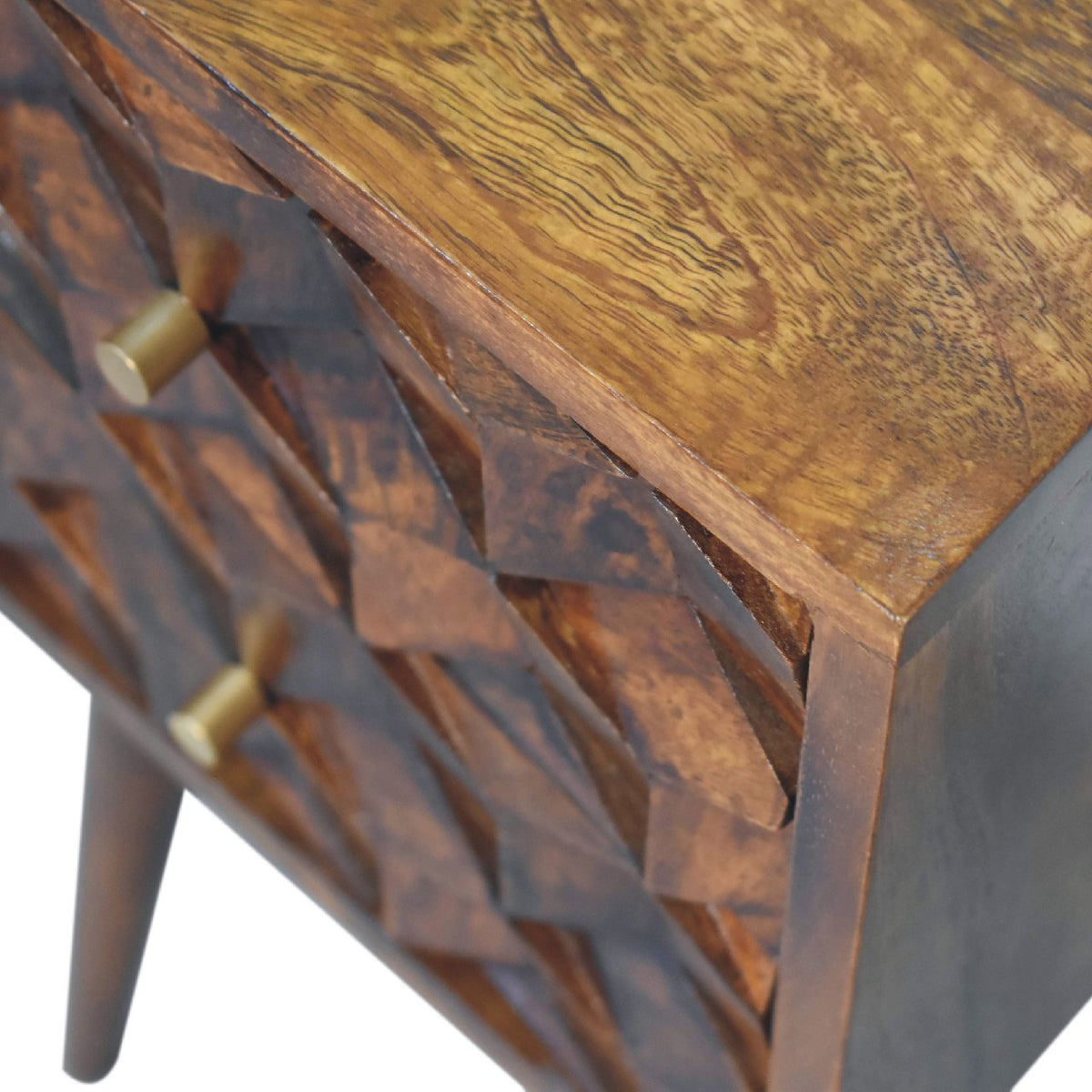 Chestnut Cube 2-Drawer Bedside Table