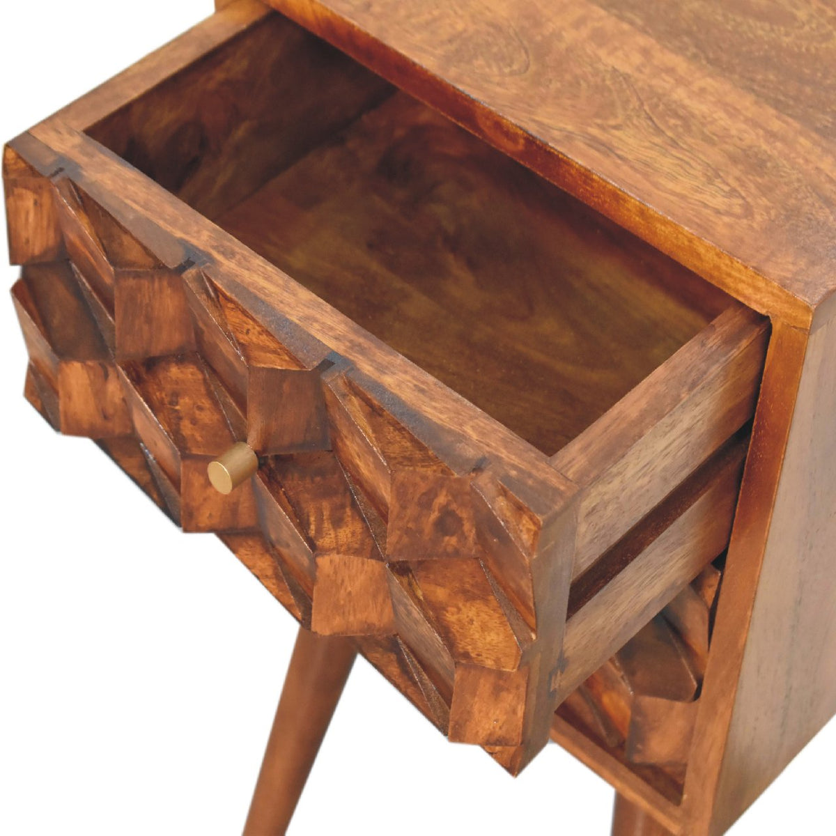 Chestnut Cube 2-Drawer Bedside Table