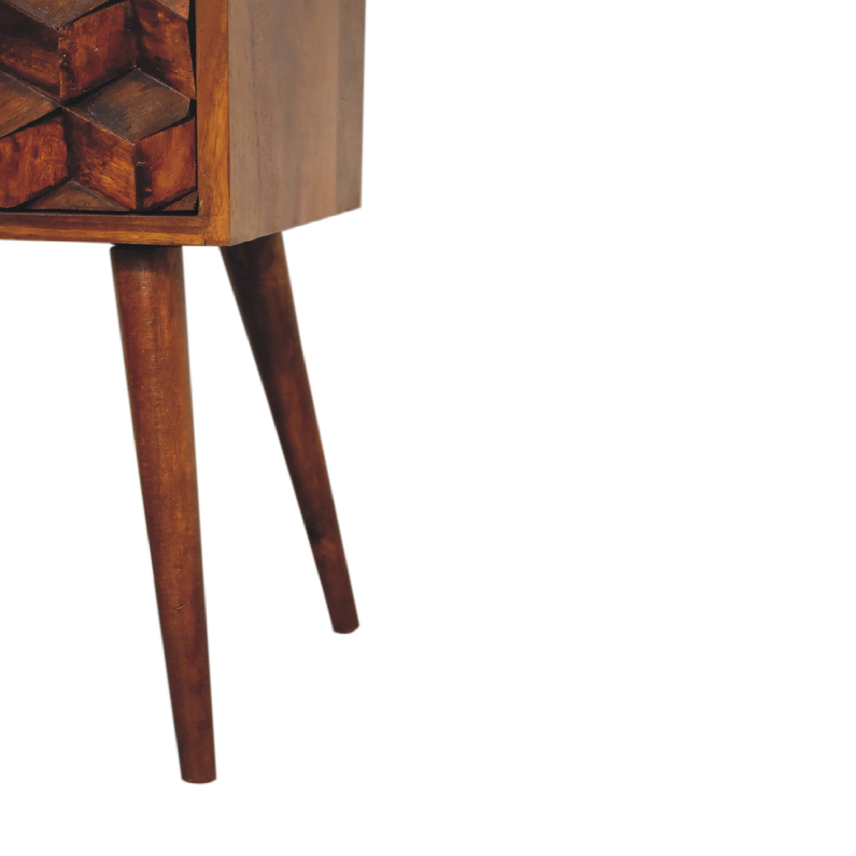 Chestnut Cube 2-Drawer Bedside Table