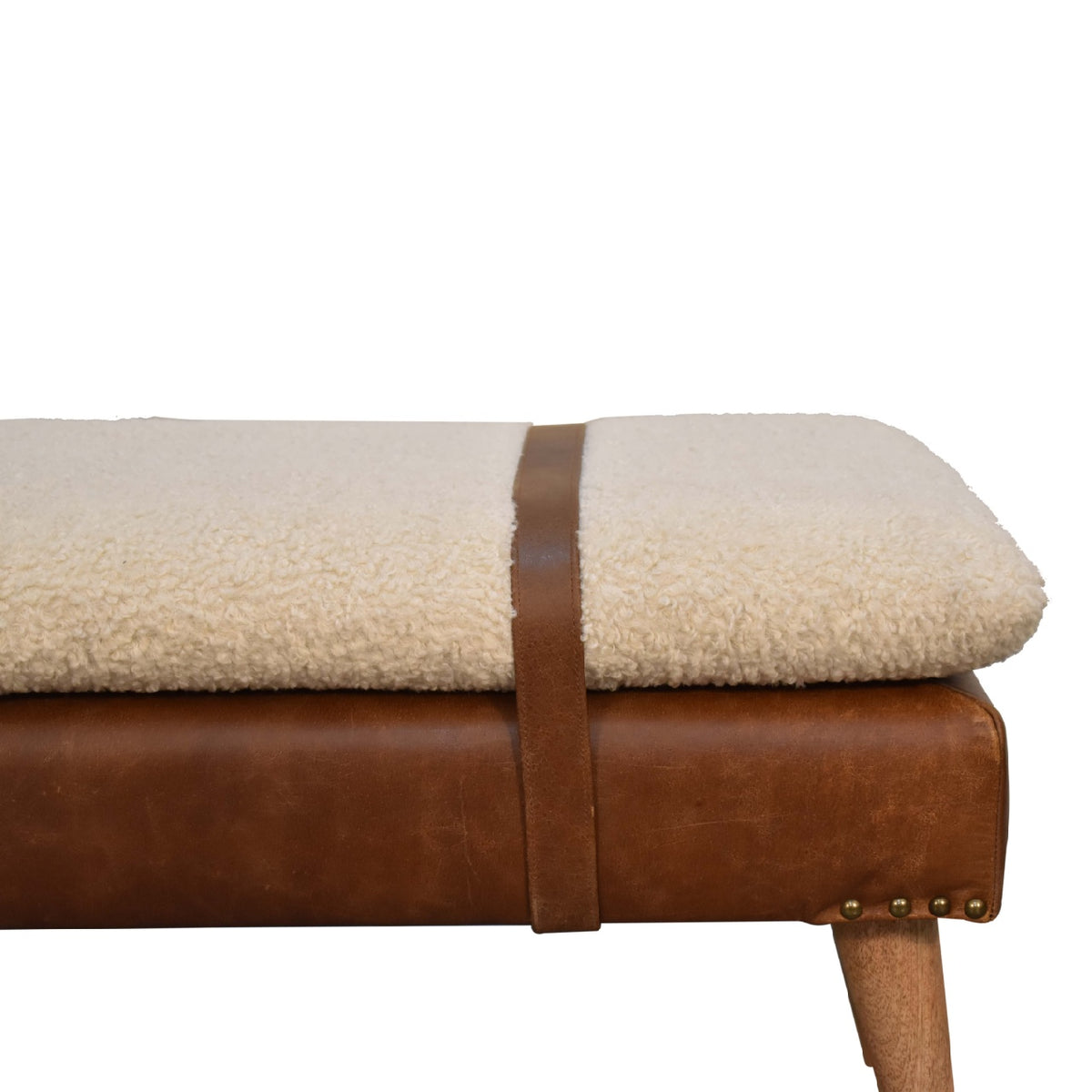 Arden Bouclé & Buffalo Leather Bench
