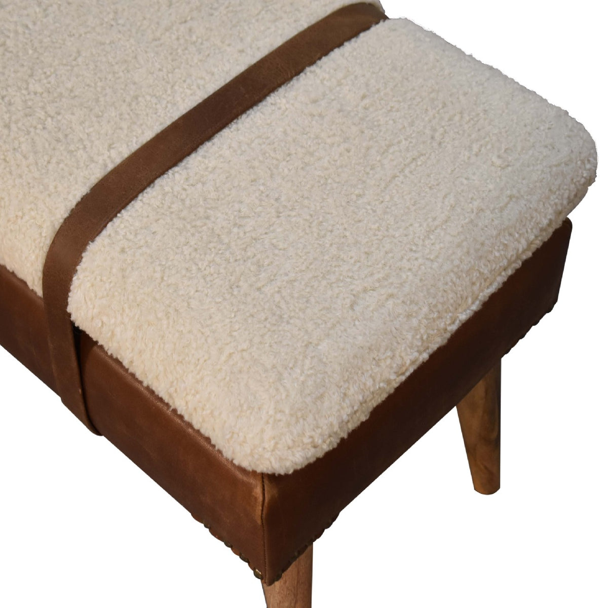 Arden Bouclé & Buffalo Leather Bench