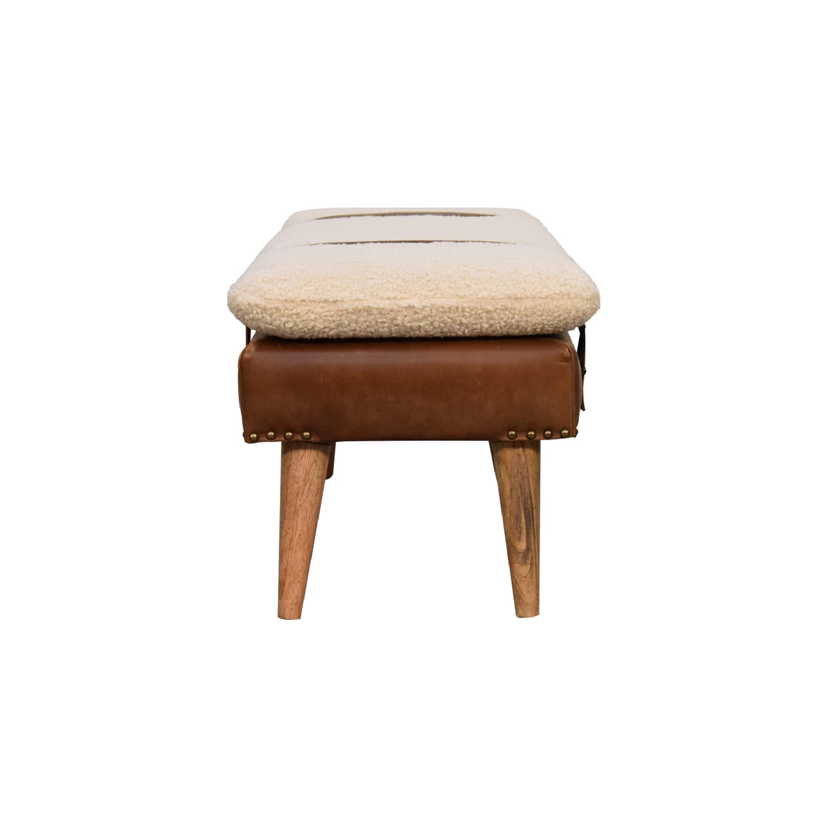 Arden Bouclé & Buffalo Leather Bench