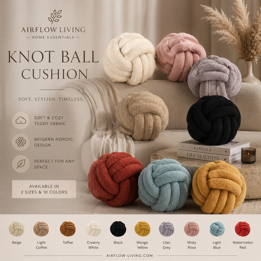 Nordic Knot Ball Cushion – Soft Teddy Decorative Throw Pillow