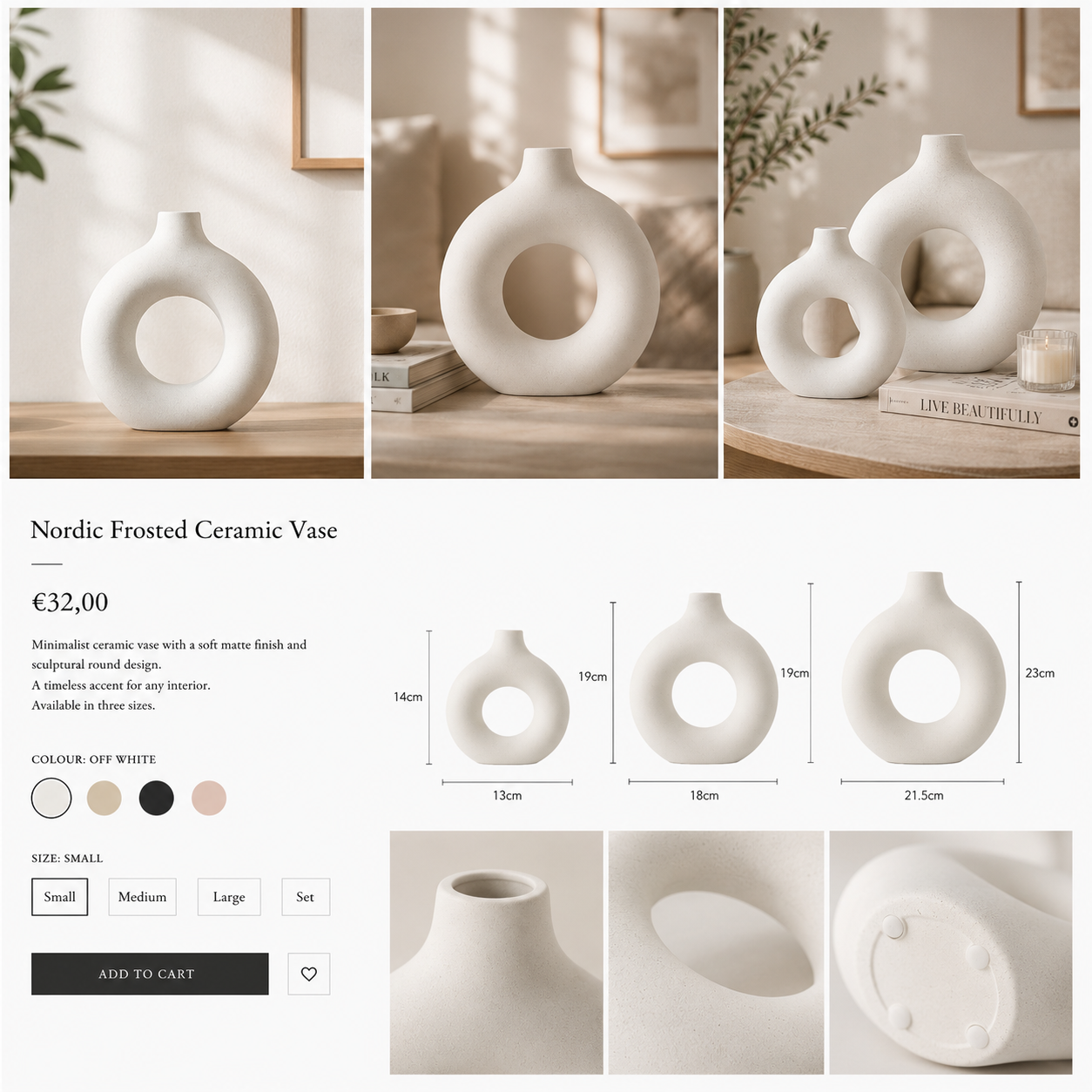 Nordic Frosted Ceramic Vase