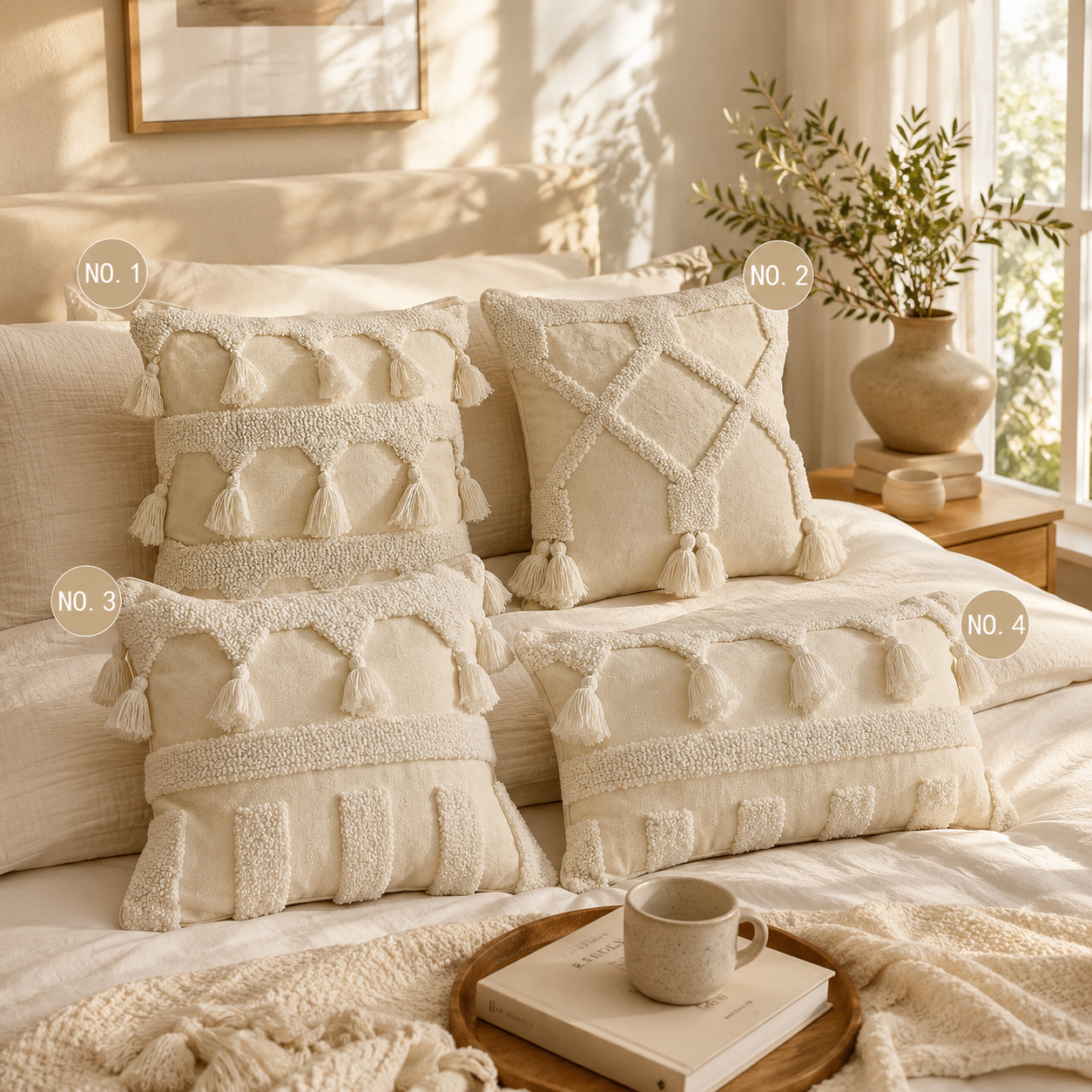 Santorini Tufted Tassel Cushion Cover