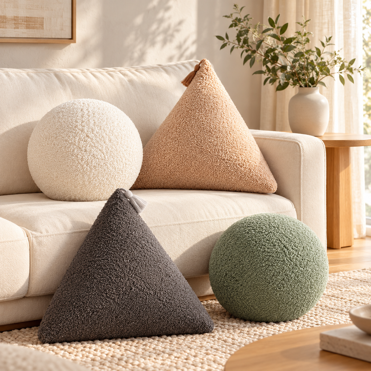 Nordic Bouclé Geometric Cushion