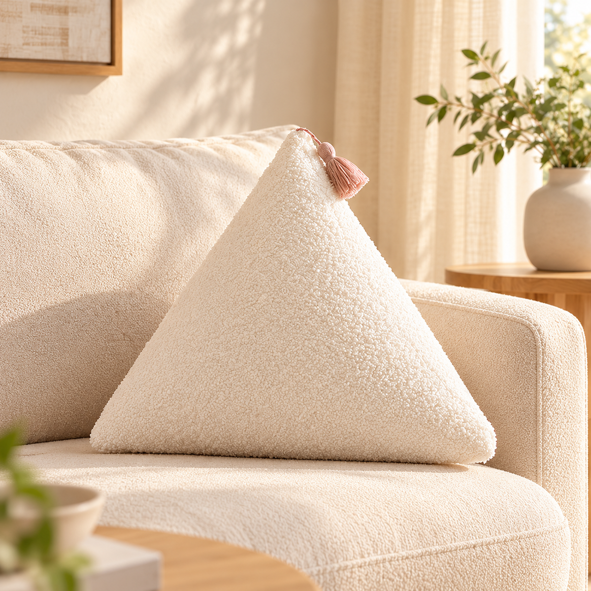 Nordic Bouclé Geometric Cushion
