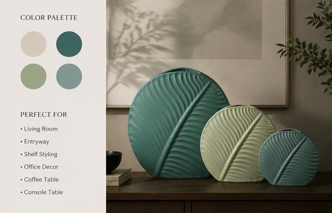 Ceramic Leaf Ornament Vase