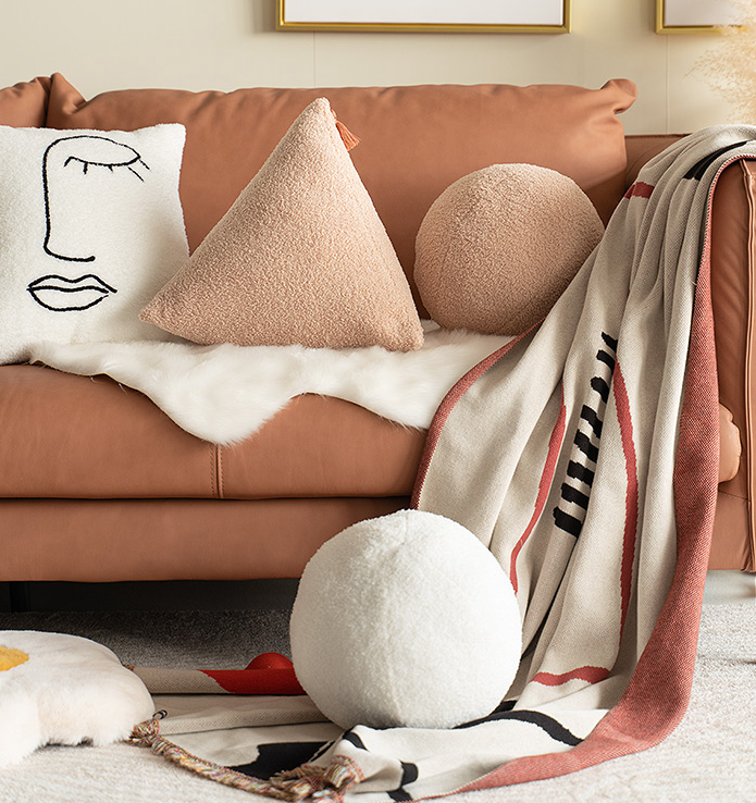 Nordic Bouclé Geometric Cushion