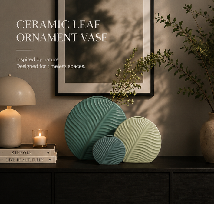 Ceramic Leaf Ornament Vase